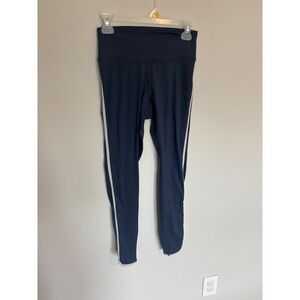 Gilly Hicks Go Recharge Navy Blue High Rise Striped Athletic Leggings Womens M